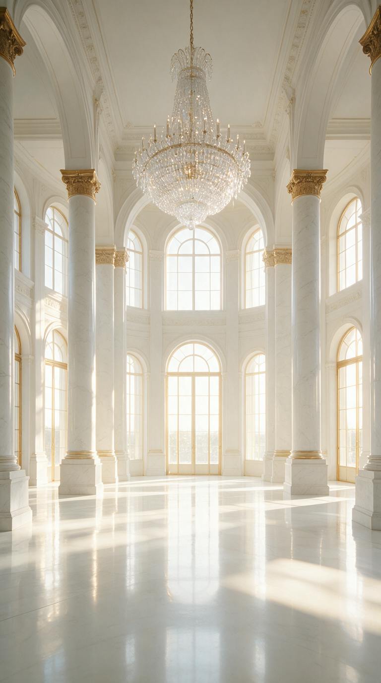Marmorsaal mit Bogenfenstern